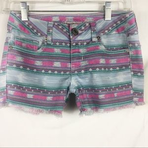 AMERICAN EAGLE Aztec southwestern print jean Shorts size 0